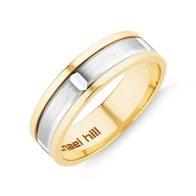 Men's Wedding Band in 10kt Yellow & White Gold