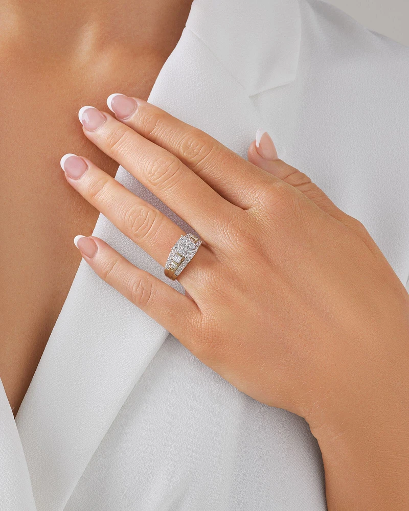 Engagement Ring with 1.75 Carat TW of Diamonds in 14kt White and Yellow Gold