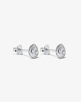 Pear Shaped Cubic Zirconia Bezel Set Stud Earrings in Sterling Silver