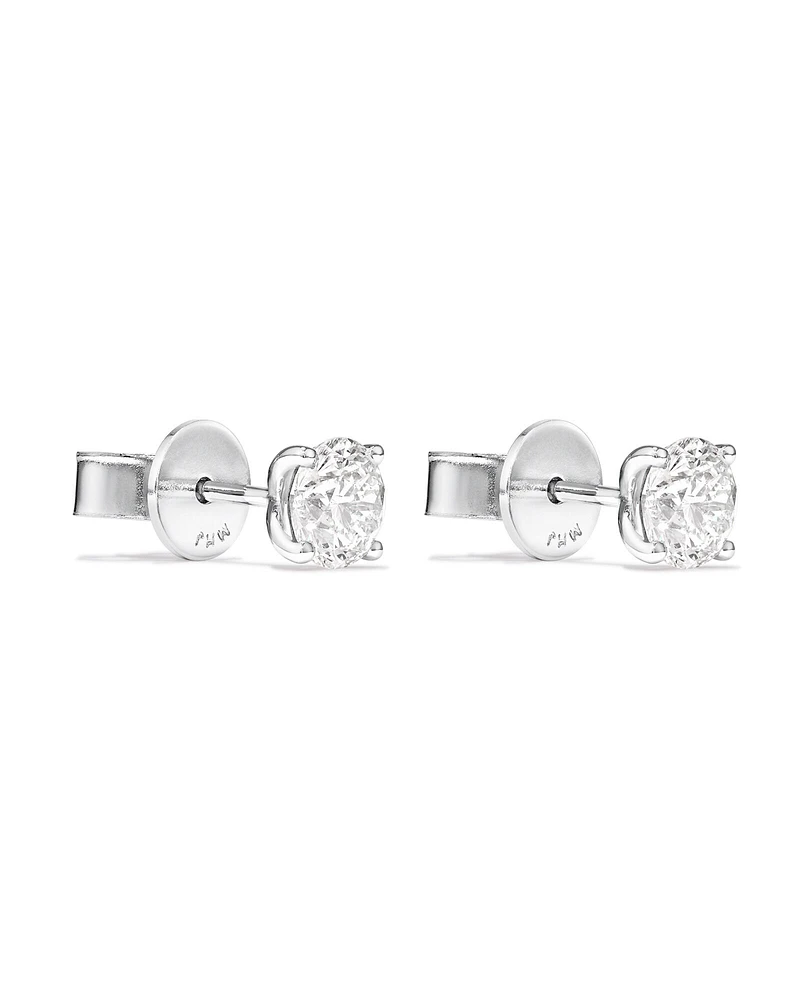 Certified 1.00 Carat TW Diamond Solitaire Stud Earrings in 18kt White Gold