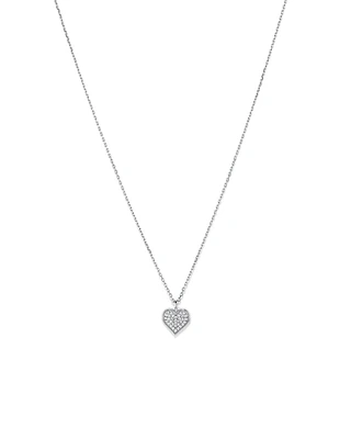 Cubic Zirconia Closed Heart Pendant Necklace in Sterling Silver