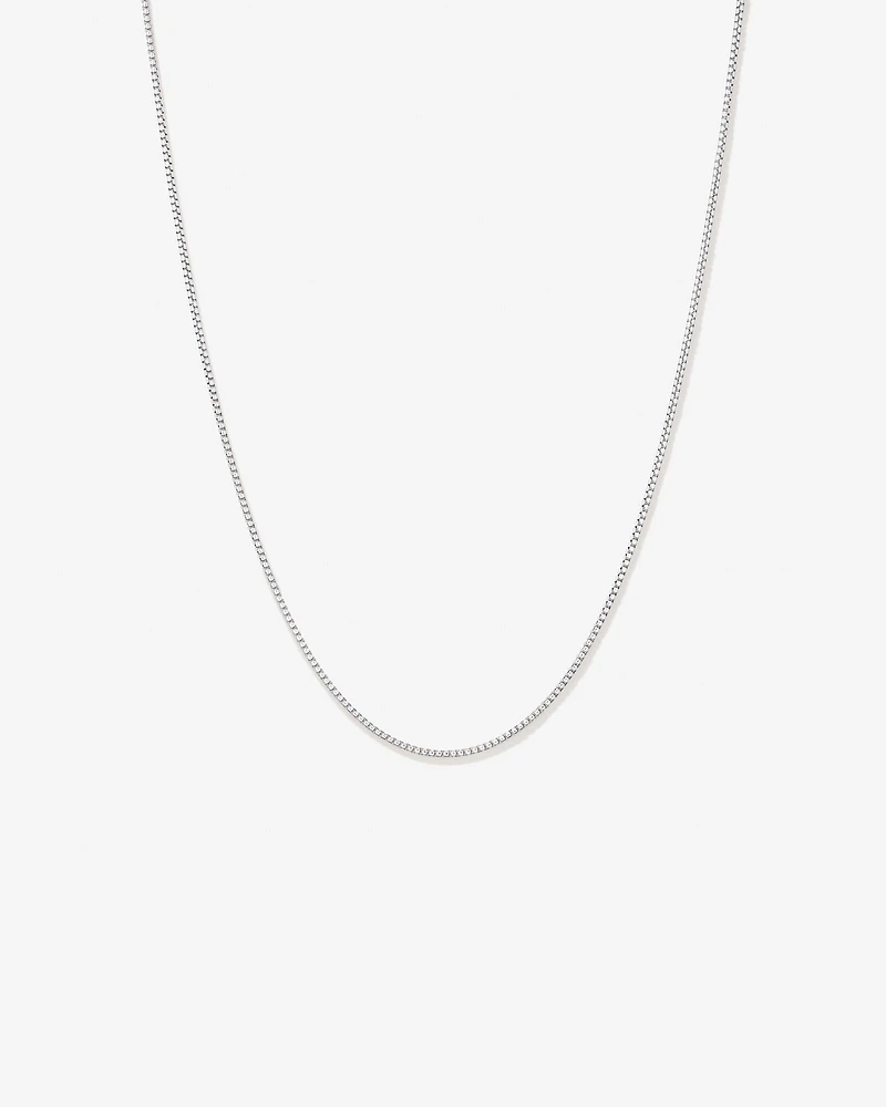 50cm (20") 1.82mm Width Round Box Chain Necklace in Sterling Silver