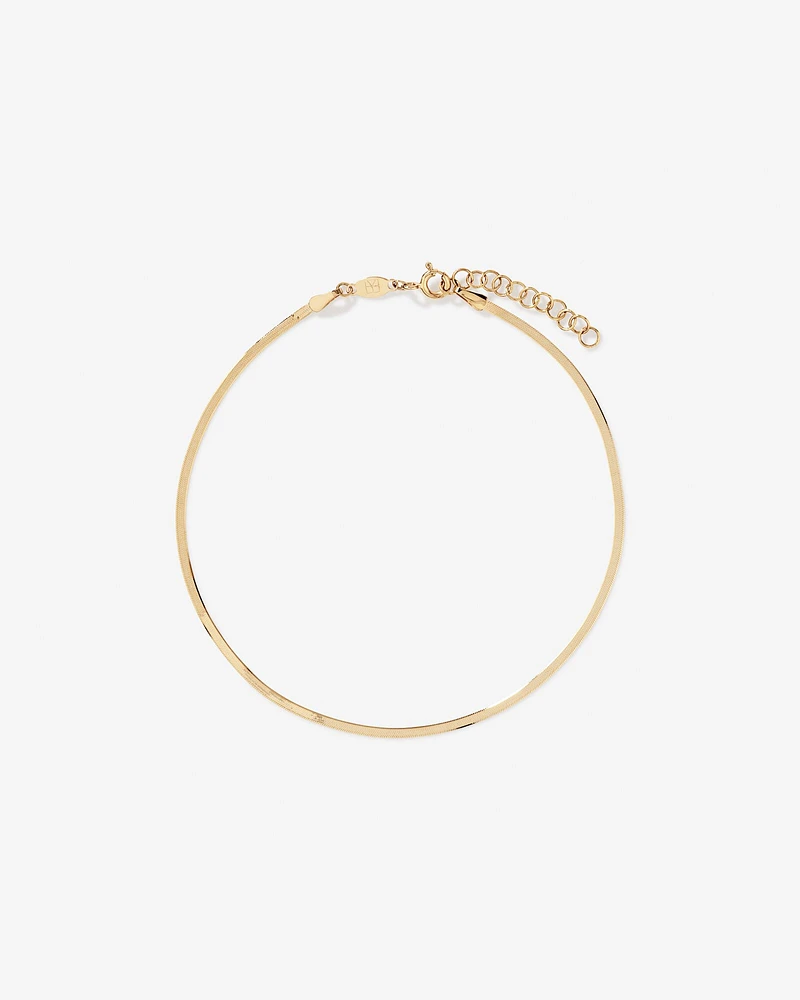 26cm (10.2") 2.15mm Width Herringbone Chain Anklet in 10kt Yellow Gold