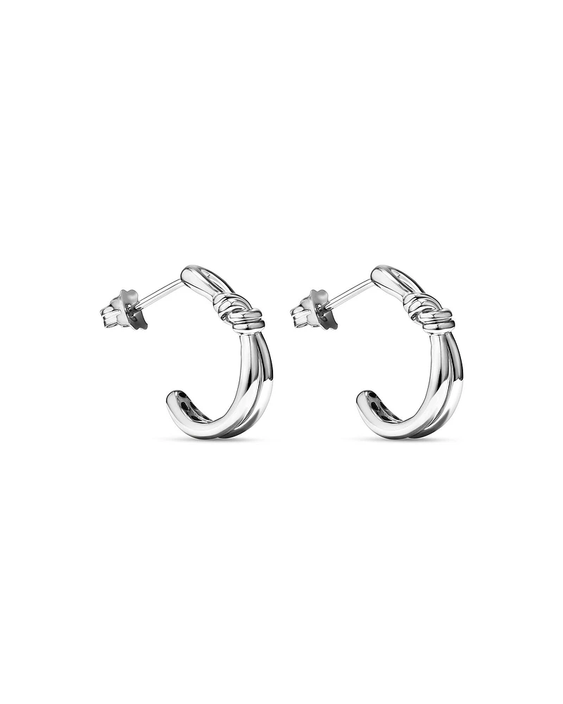 Boucles d'oreilles clous demi-créoles en nœud en argent sterling