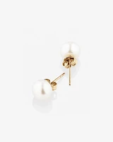 Stud Earrings with 7mm Button Cultured Freshwater Pearl in 10kt Yellow Gold