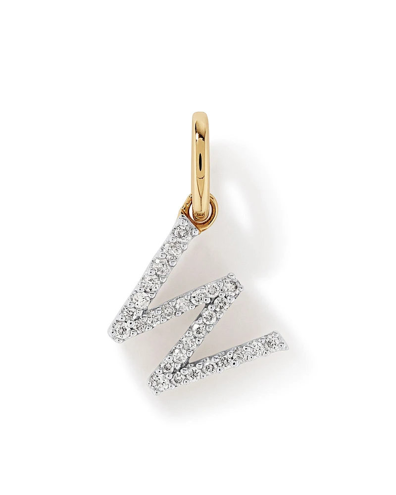 Diamond Letter W Initial Pendant in 10kt Yellow Gold