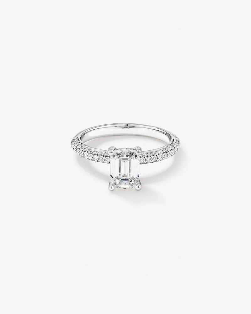 1.94 Carat TW Emerald Cut Laboratory-Grown Diamond Engagement Ring in 14kt White Gold