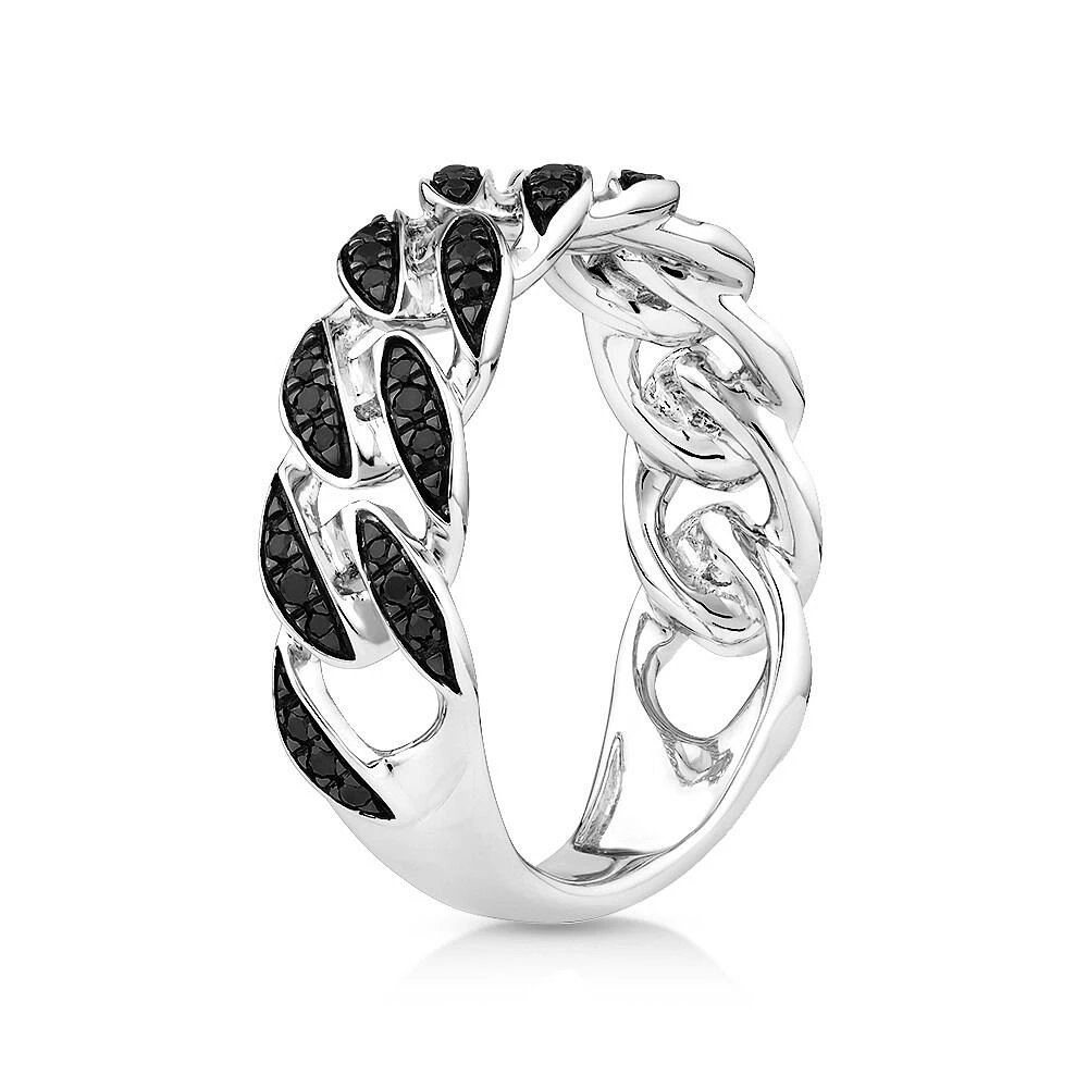 Men's 0.29 Carat TW Black Diamond Chain Link Ring in Sterling Silver