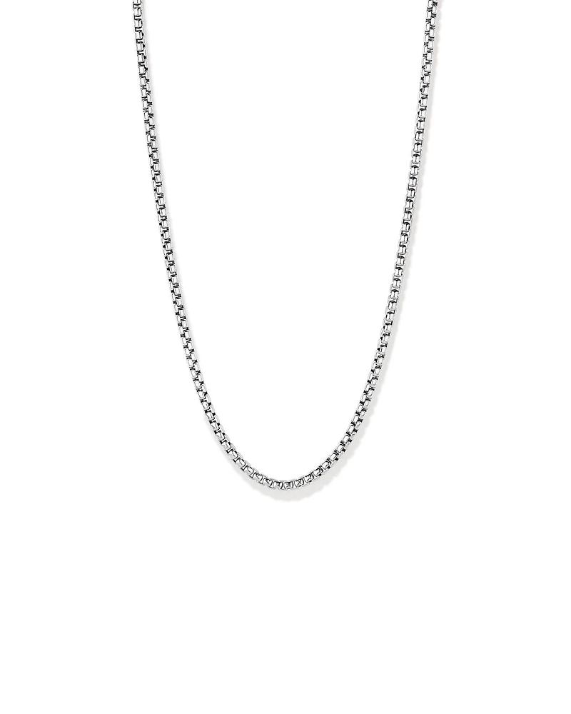 5mm Wide Rounded Box Chain Necklace in Sterling Silver