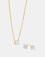 0.60 Carat TW Laboratory-Grown Diamond Stud Earrings & Pendant Set in 10kt White Gold