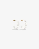 Huggie Earrings with Cultured Freshwater Pearls in 10kt Yellow Gold