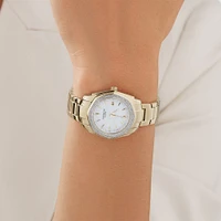 Women's Mother of Pearl Watch with 0.28 Carat TW of Diamonds in Gold Tone Stainless Steel