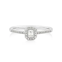 Halo Engagement Ring with .20TW of Diamonds in 10k White Gold