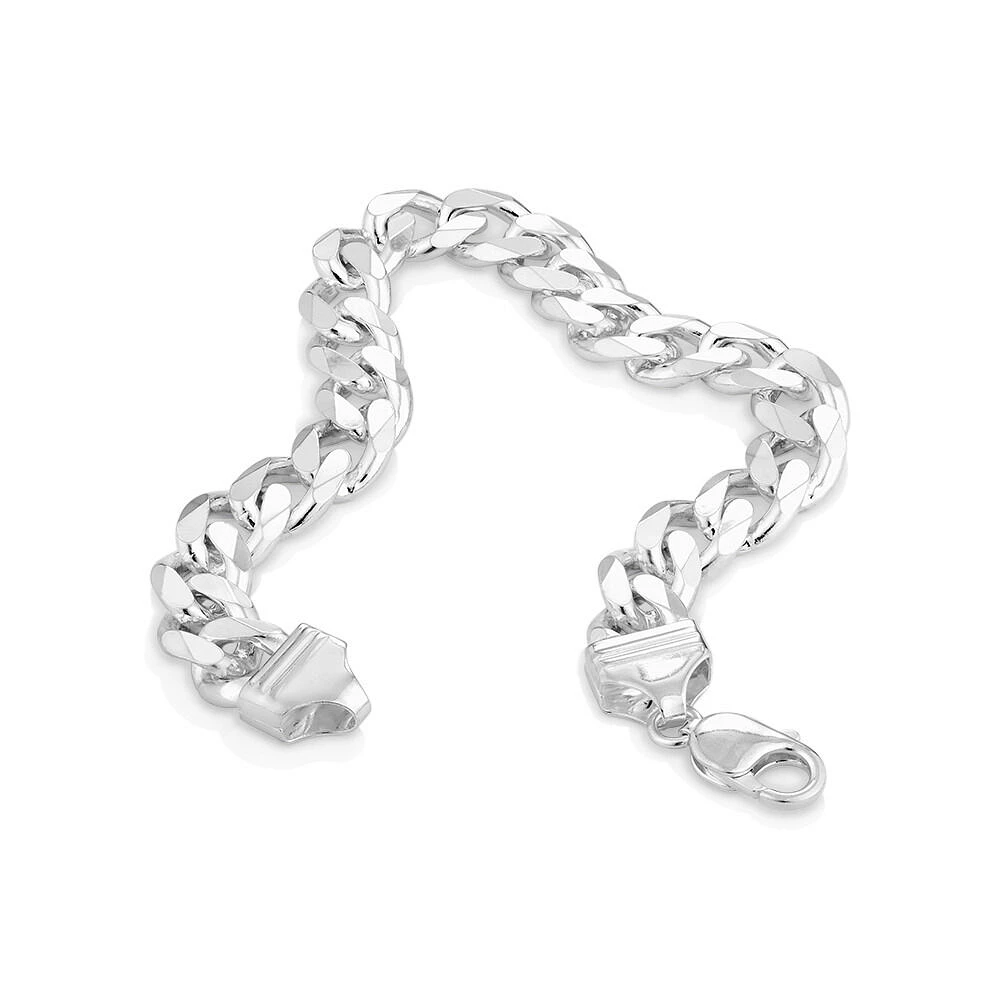 Bracelet à maillons gourmette pour homme de 23 cm en argent sterling