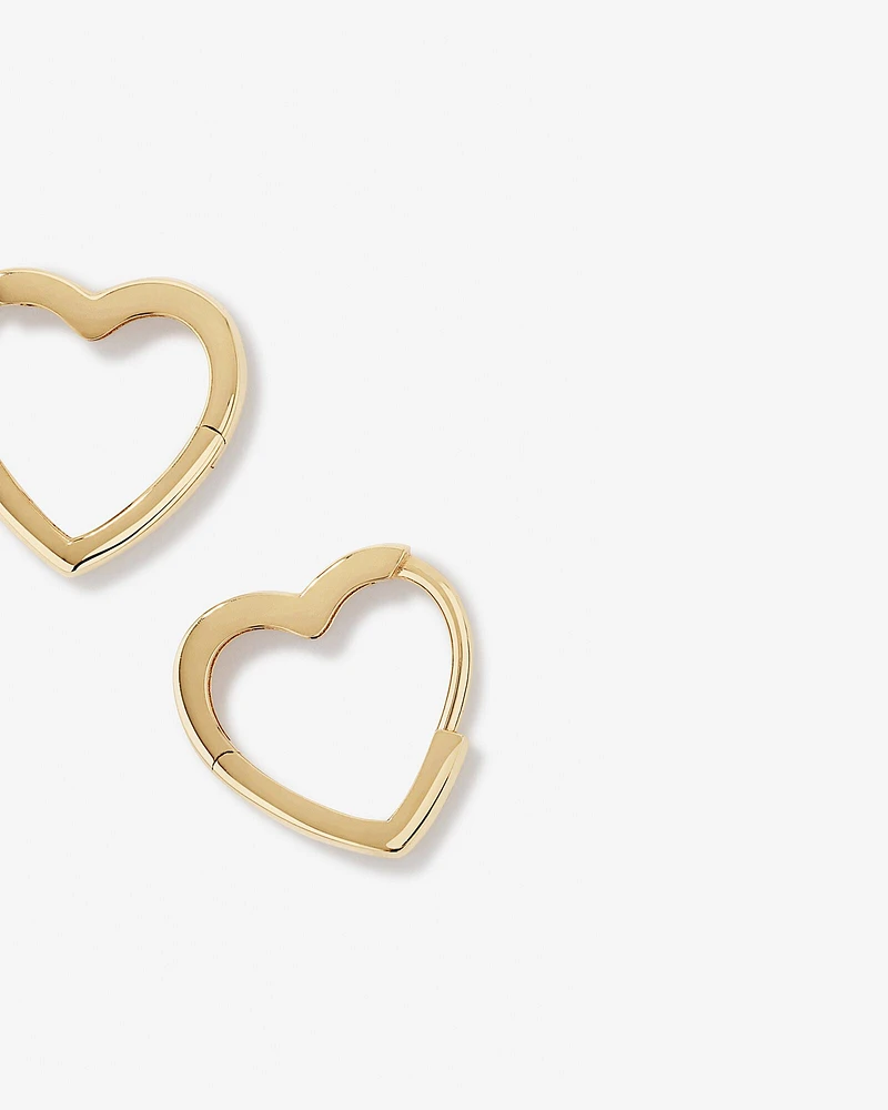 11mm Heart Shape Huggie Earrings in 10kt Yellow Gold