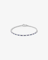 Sapphire & Diamond Dot Dash Tennis Bracelet with 0.62 Carat TW in 10kt White Gold