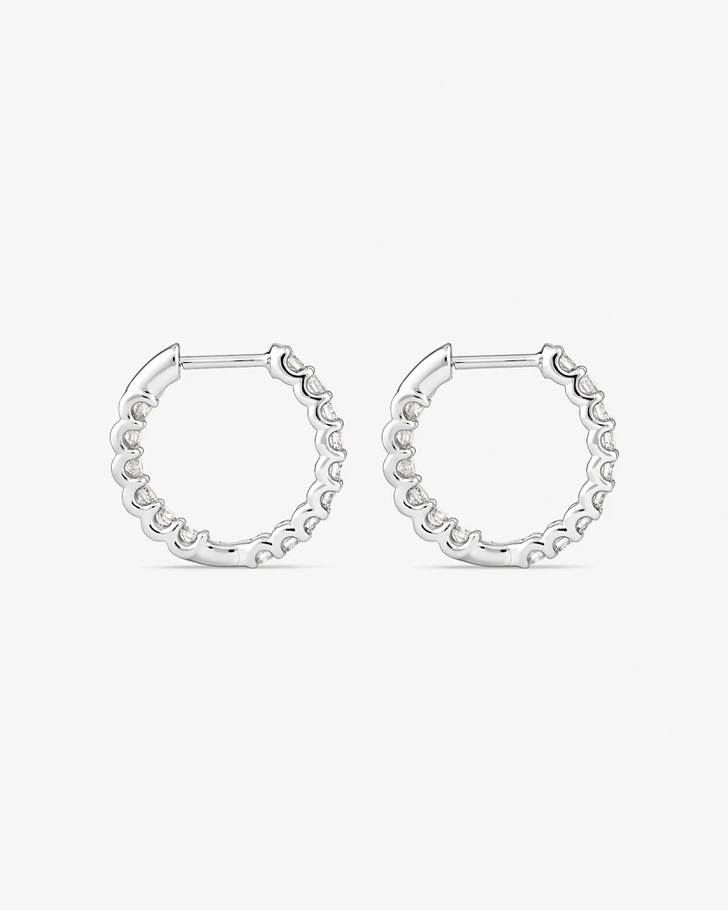 Carat TW Laboratory-Grown Diamond Hoop Earrings Set in 10kt White Gold