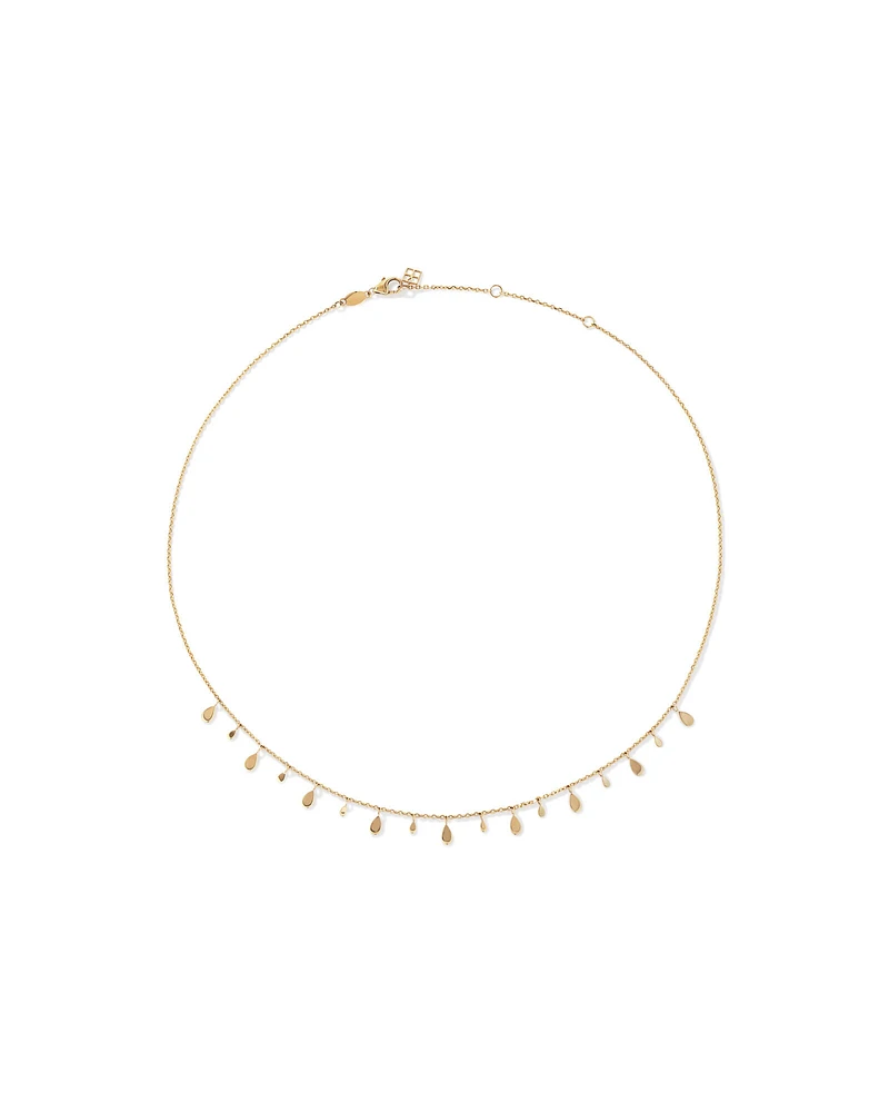 Multi Pear Station Necklace in 10kt Yellow Gold