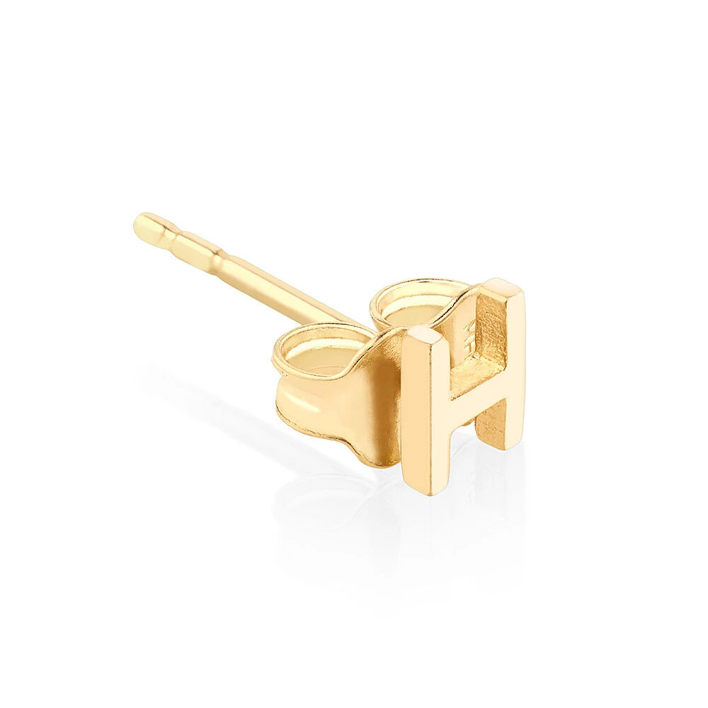 G Initial Single Stud Earring in 10kt Yellow Gold