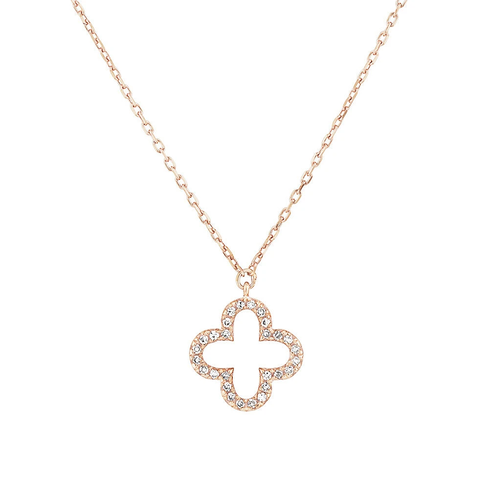 4 Leaf Clover Pendant With Diamonds In 10kt Rose Gold