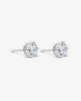 Boucles d'Oreilles Clous en Zircon Cubique Rond Brillant de 7,3 mm en Argent Sterling