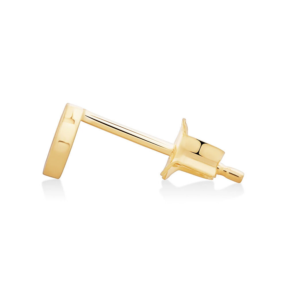 G Initial Single Stud Earring in 10kt Yellow Gold