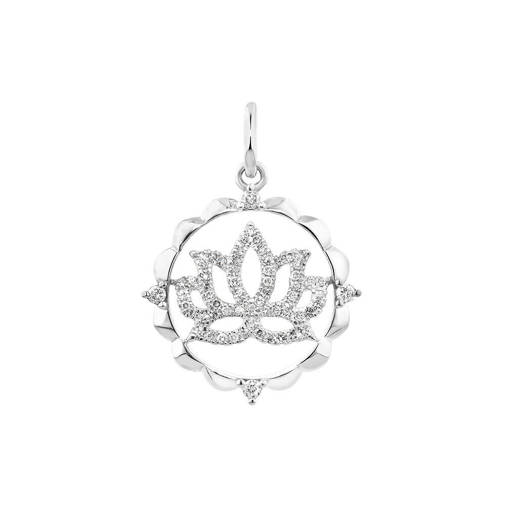 Lotus Motif Pendant with 0.15 Carat TW of Diamonds in Sterling Silver