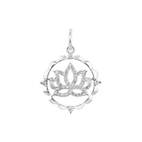 Lotus Motif Pendant with 0.15 Carat TW of Diamonds in Sterling Silver