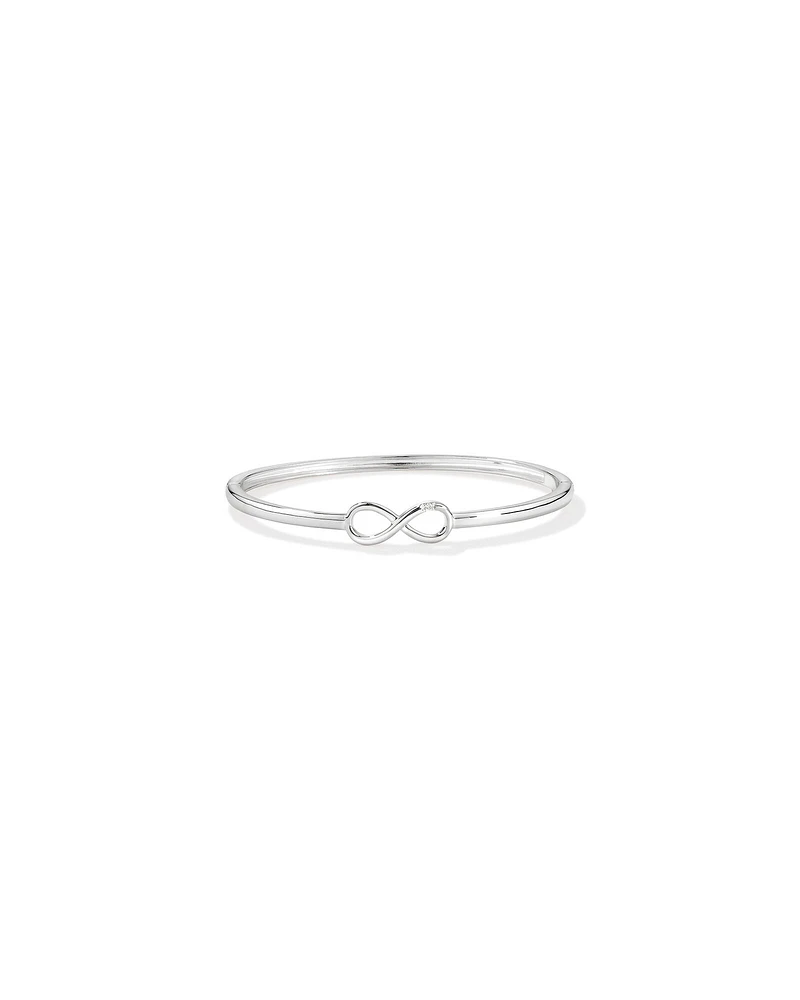 Diamond Accent Infinity Oval Hinge Bangle in Sterling Silver