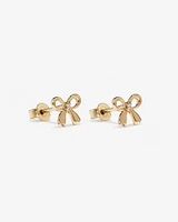 Cubic Zirconia Bow Stud Earrings in 10kt Yellow Gold