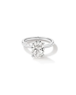 3,00 Carats Poids Total Bague De Fiançailles Solitaire En Diamant Coupe Ovale Cultivé En Laboratoire, En Platine