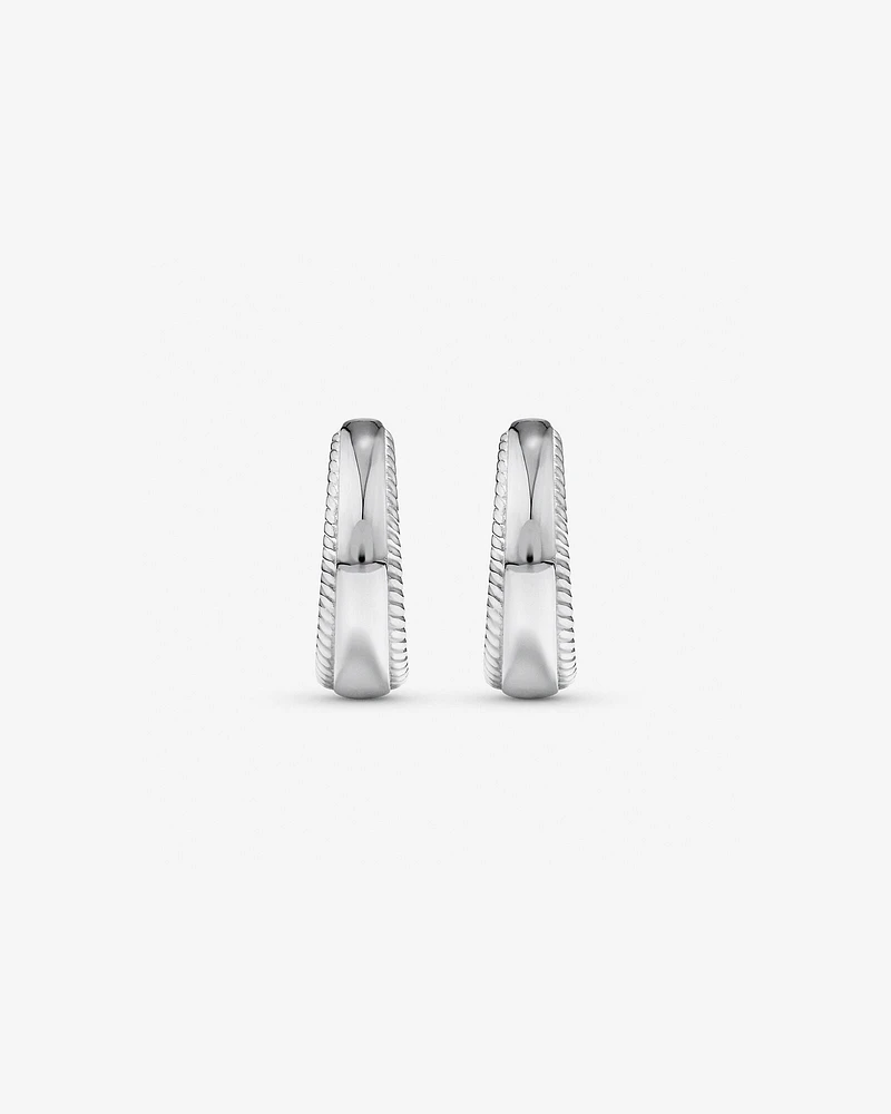 Textured Tapered Dome Huggie Earrings in Sterling Silver