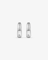 Textured Tapered Dome Huggie Earrings in Sterling Silver