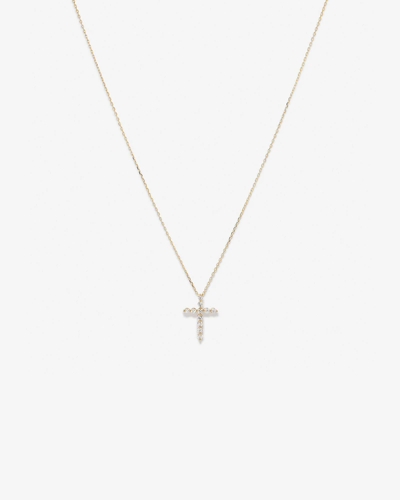 0,25 Carats TW Pendentif croix en diamant monté en or jaune 10kt