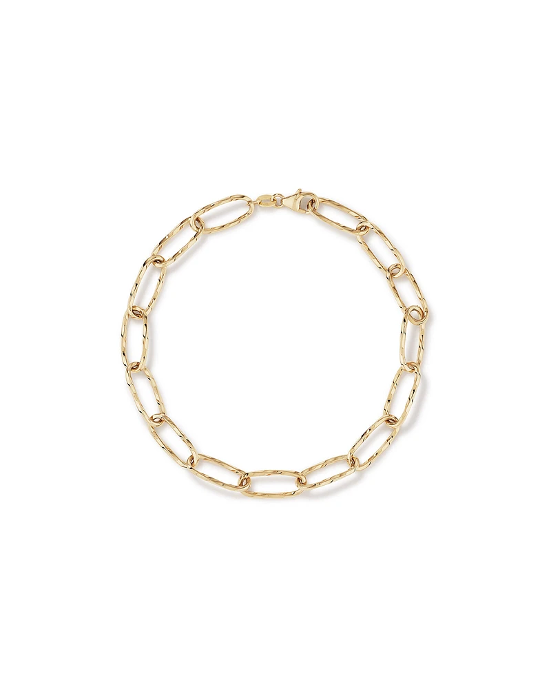 Diamond Cut Oval Twist Link Bracelet in 10kt Yellow Gold