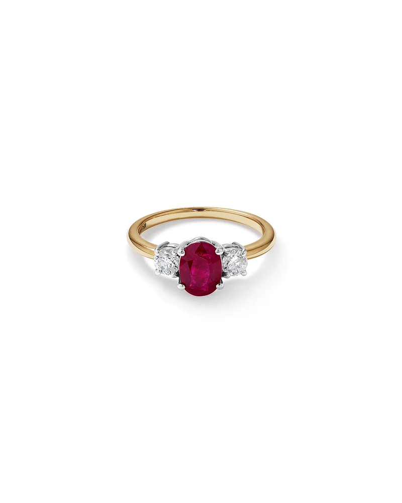 Ruby Ring with .40TW of Diamonds in 14kt Yellow and White Gold