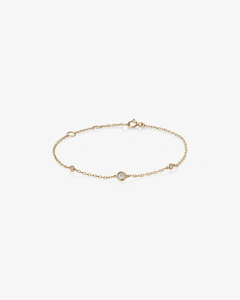 Station Bracelet with 0.10 Carat TW of Diamonds in 10kt Yellow Gold