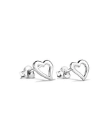 Open Heart Stud Earrings in Sterling Silver