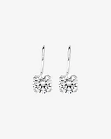 Round Brilliant Cubic Zirconia Drop Shepherds Hook Earrings in Sterling Silver