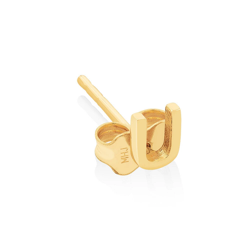 G Initial Single Stud Earring in 10kt Yellow Gold