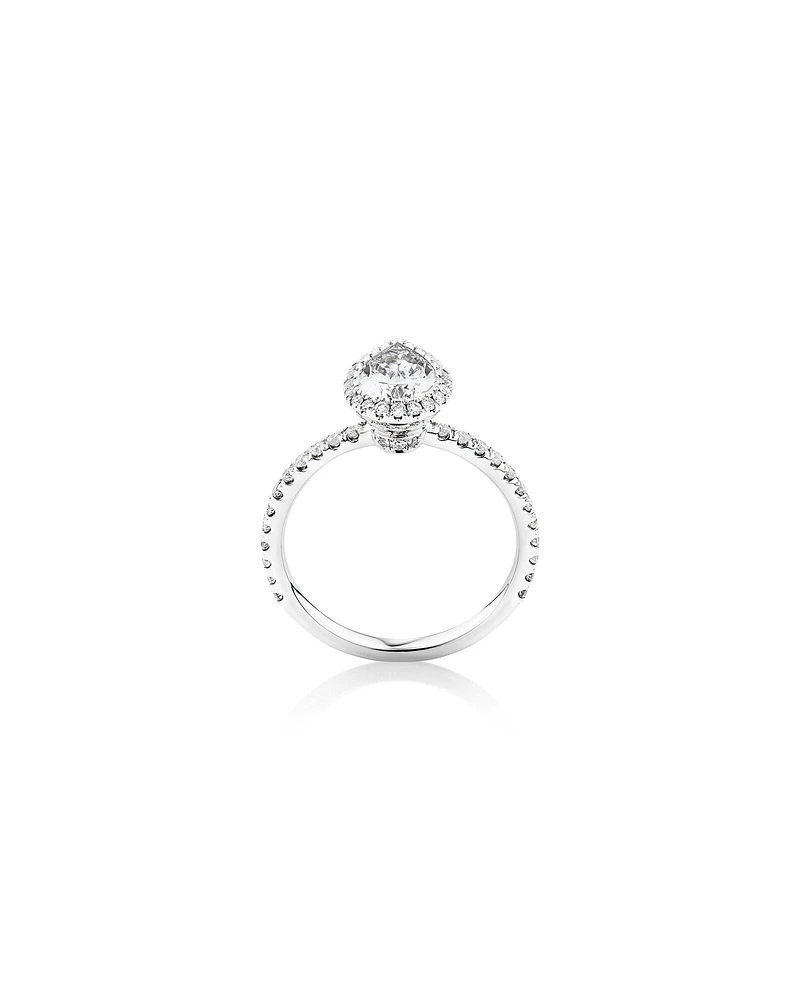 Sir Michael Hill Designer Halo Pear Engagement Ring with 1.36 Carat TW of Diamonds in 18kt White Gold