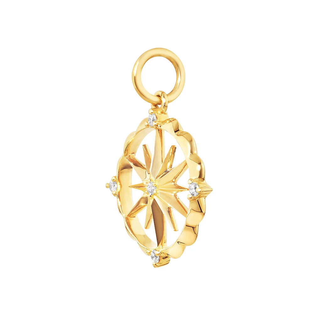 Star Motif Pendant with Diamonds in 10kt Yellow Gold