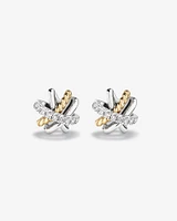 Crossover Earrings with .09 Carat TW Diamonds in Sterling Silver and 10kt Yellow Gold