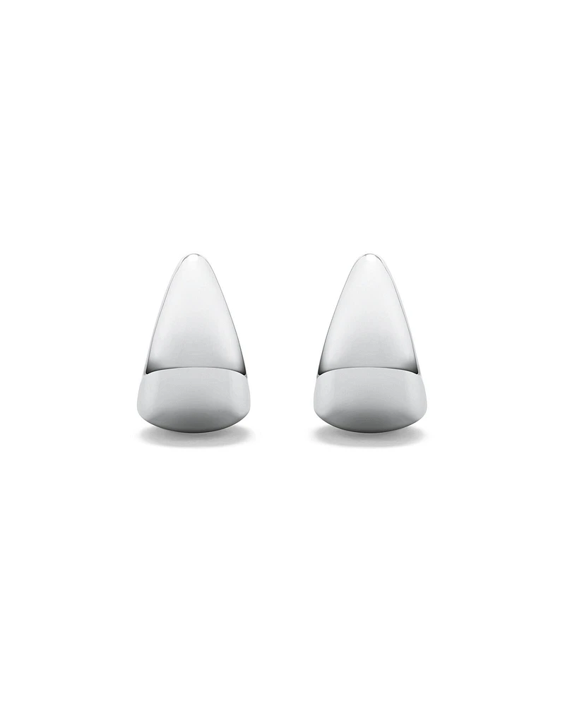 Polished Half Hoop Stud Earrings in Sterling Silver