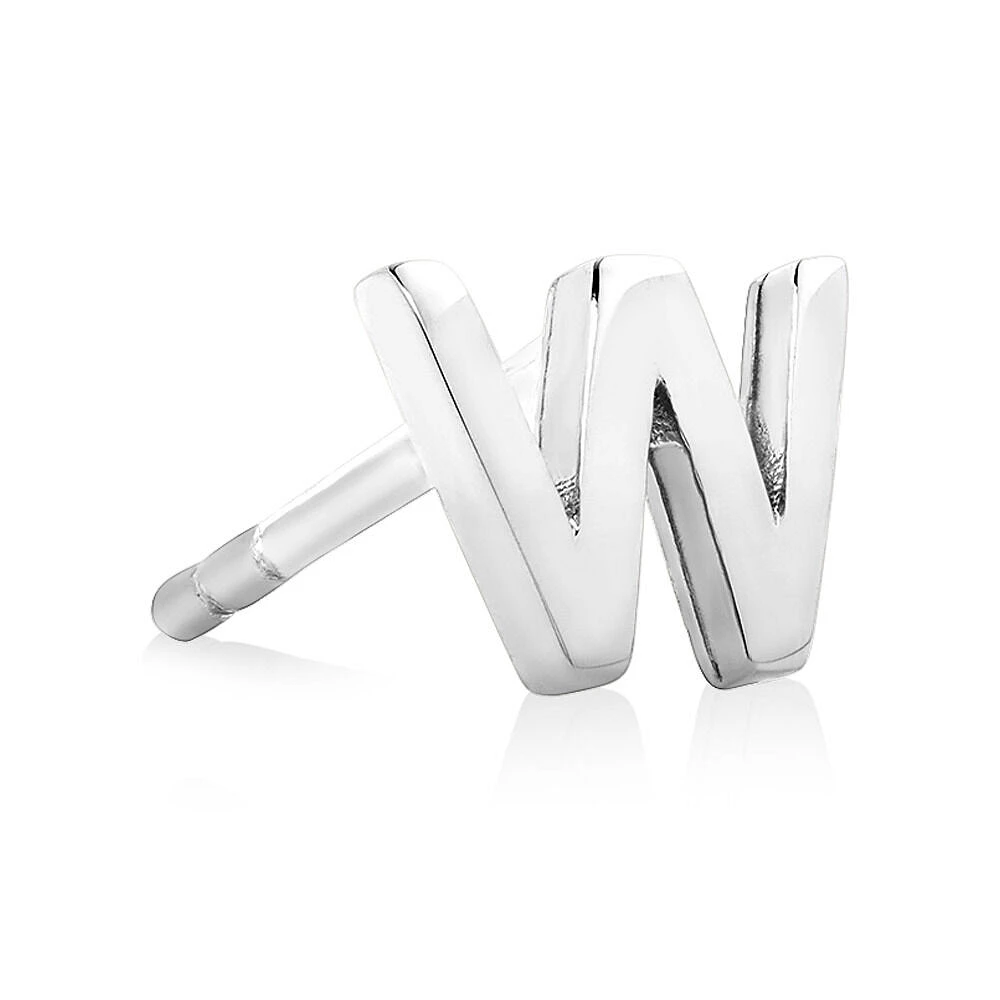 E Initial Single Stud Earring in Sterling Silver