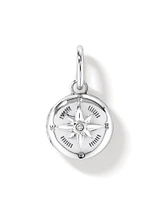 Diamond Accent Round Compass Pendant in Sterling Silver