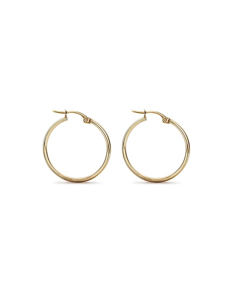 20mm Round Hoop Earrings in 10kt Yellow Gold
