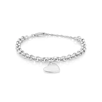 Heart Charm Belcher Bracelet in Sterling Silver