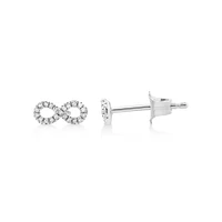 Mini Infinity Earrings with Diamonds in Sterling Silver