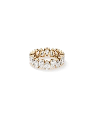 5.90 Carat TW Pear Cut Laboratory-Grown Diamond Eternity Ring in 14kt Yellow Gold